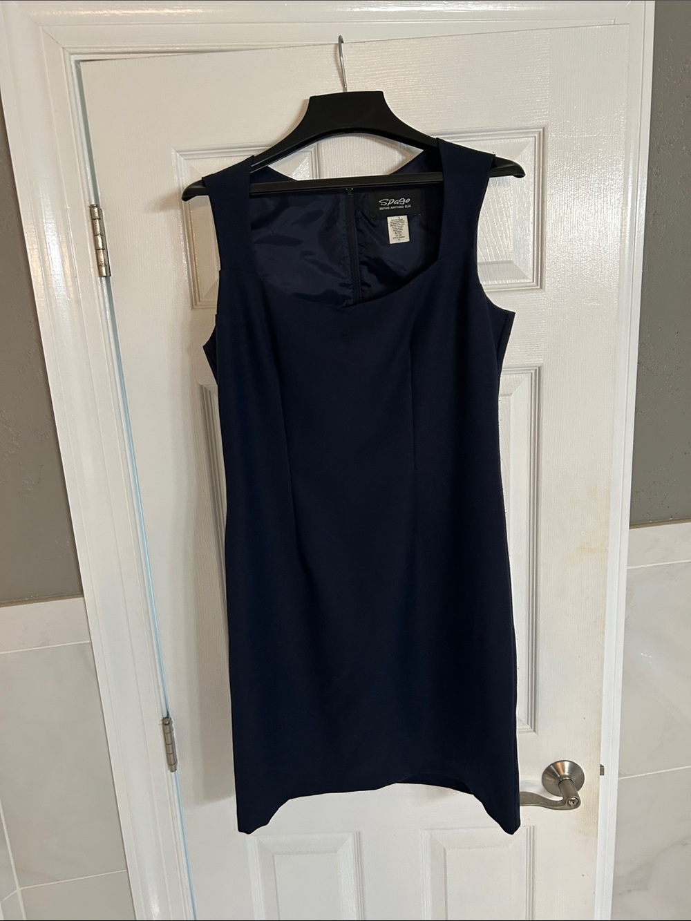 Classic Navy Sleeveless Sheath Dress